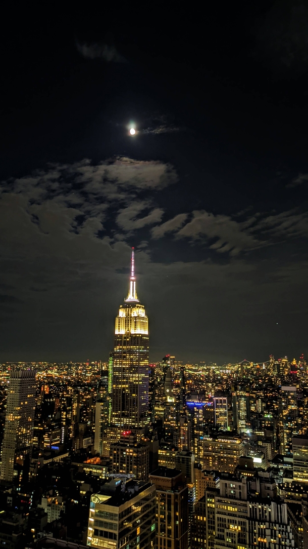 NYC Moon above the empire State building