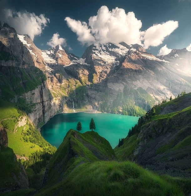 Oeschinen Lake is a lake in the Bernese Oberland Switzerland 