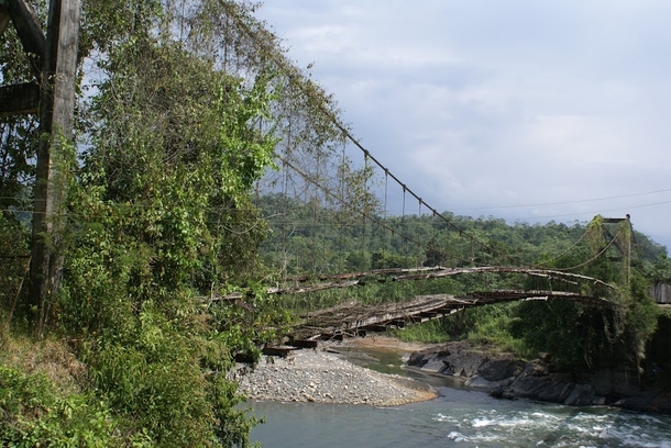 Old bridge over the Manu river Peru 