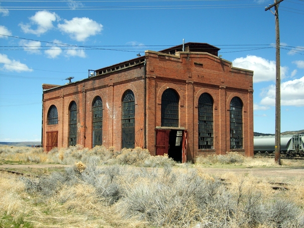 Old rail yard building in Evanston Wyoming 