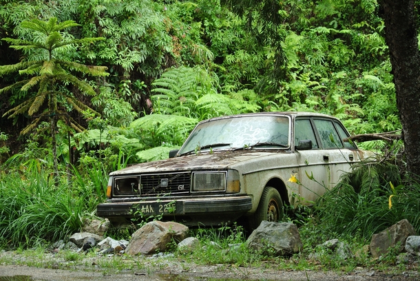 Old Volvo in Malaysian rainforest