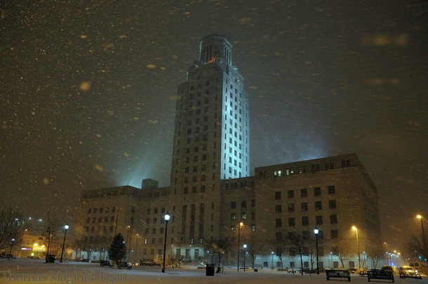 Ominous Camden New Jersey City Hall during Snowstorm 