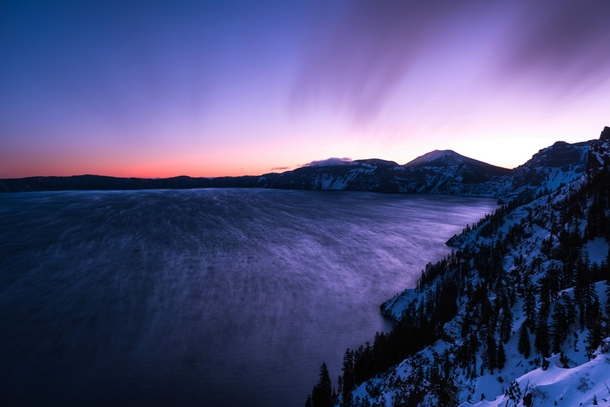 On a bitterly cold morning in February you can literally watch clouds form over your head on the rim of Crater Lake OR 