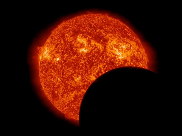 On March  NASAs Solar Dynamics Observatory was treated to two eclipses of the sun One from the Earth and one from the Moon Moon pictured Earth in comments 