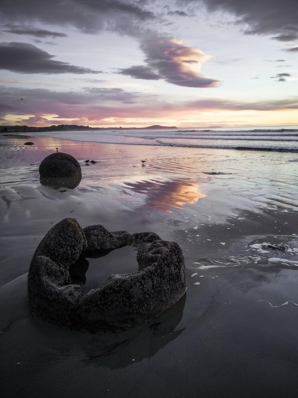 One of my favorite memories from NZ was watching the sunrise at the Moeraki Boulders - 