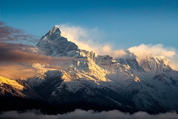 One of the most breathtaking sights I have even seen Machapuchare Fish Tail Mountain at Sunrise Annapurna Range Nepal 