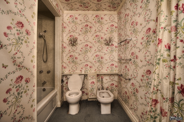 One of the Wildest Wallpapered Bathrooms I have Come Across Inside an Abandoned House 
