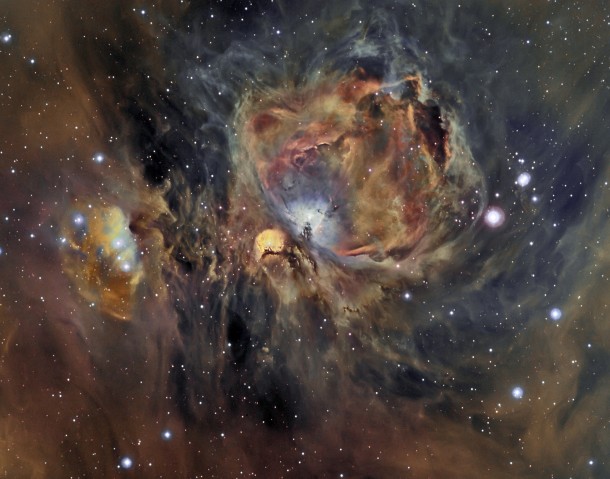Orion Nebula in Oxygen Hydrogen and Sulfur -- Many of the filamentary structures visible in the image are actually shock waves 