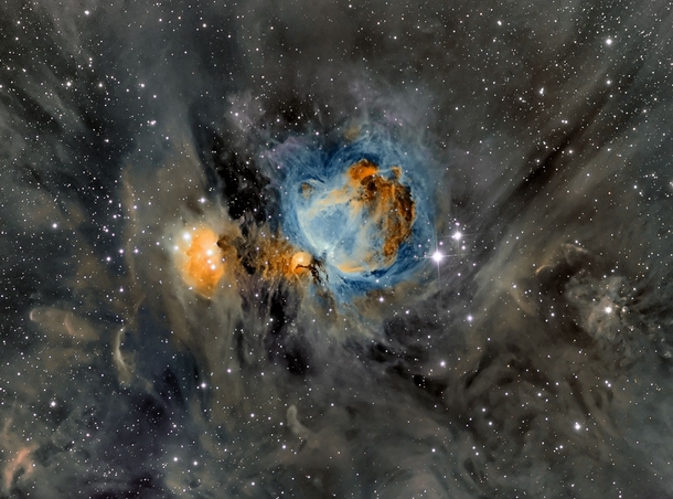 Orion Nebula in Surrounding Dust Over the next few million years much of Orions dust will be slowly consumed by the very stars now being formed or dispersed into the Galaxy 