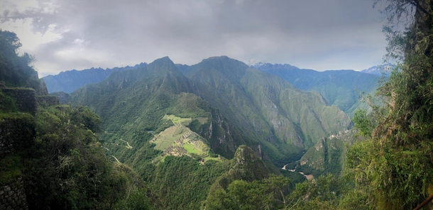 Overlooking Machu Picchu from Huayna Picchu mountain