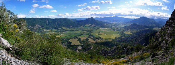 Panorama of a valley in Savournon France 