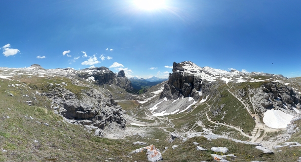 Panorama of Dolomite mountains Italy 