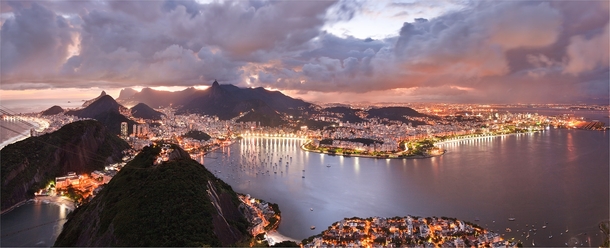 Panorama of Rio de Janeiro Brazil from Po de Acar Sugarloaf Mountain 