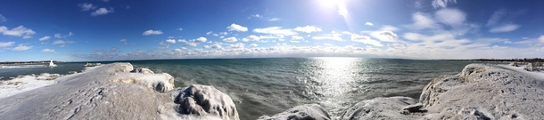 Panorama of the harbor in Cobourg Ontario a few days ago 