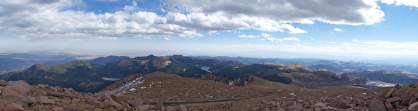 Panoramic from the summit of Pikes Peak CO 