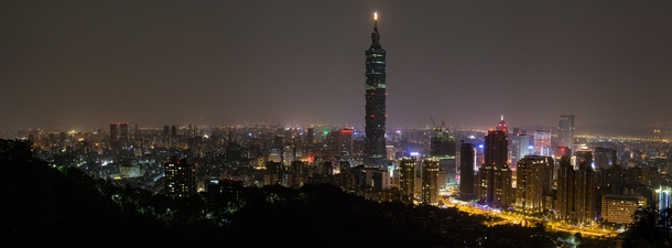 Panoramic view of Taipei City capital of Taiwan at midnight