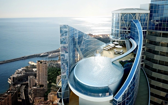 Penthouse in Monaco with a water slide from dance floor to pool Alexandre Giraldi 