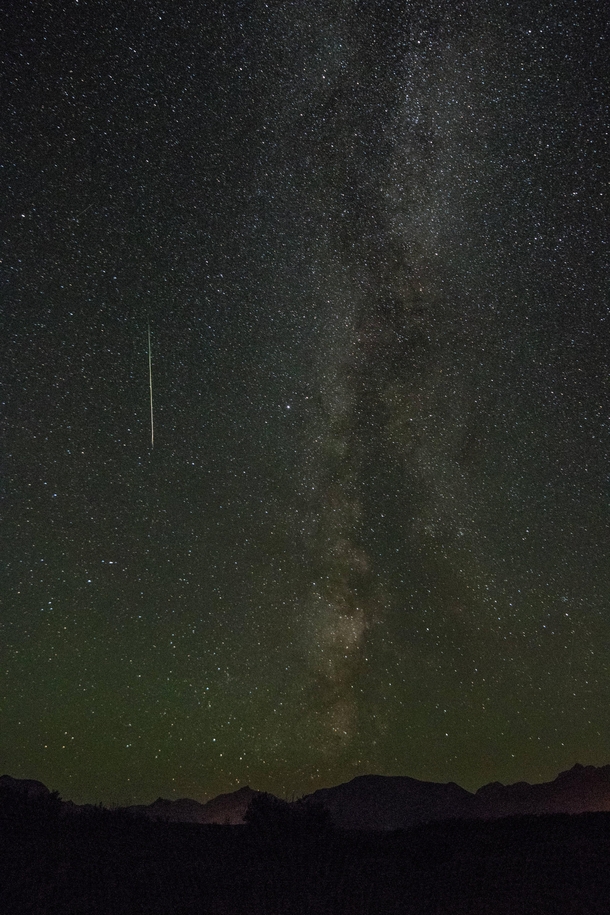 Perseid Meteor Shower and the Milky Way Over Waterton Lakes National Park AB Canada 