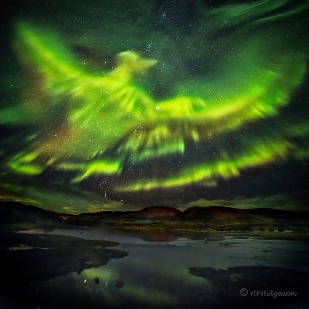 Phoenix Aurora over Iceland I know this is crazy looking and youll probably say its fake but NASA has approved it Photo taken in  So I wont be surprised if its a repost Image credit is Watermarked