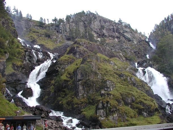 Photo from the double waterfall Latefossen taken south of Odda Norway 