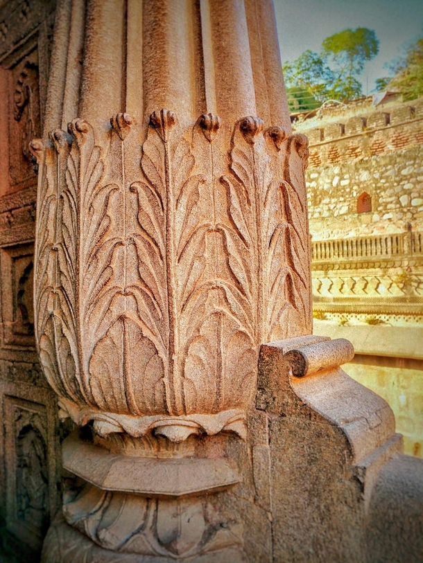 Pillar design in the ancient fort of Holkars in Maheshwar India  x
