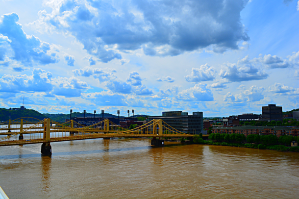 PNC Park Bridges Beautiful Skyand Muddy Waterslt Pittsburgh PA 