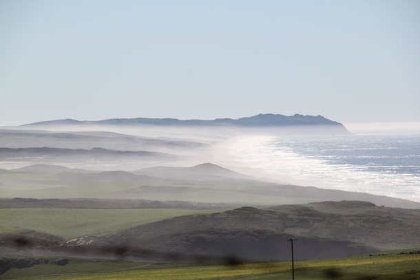 Point Reyes on a misty day looking down the coastline toward San Francisco 