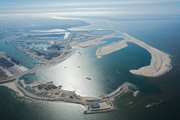 Port of Rotterdam the Netherlands - construction of the Tweede Maasvlakte in June  
