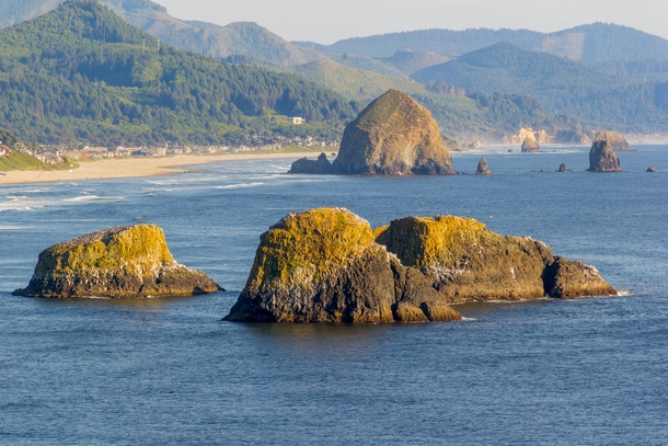 Pre-sunset view of Cannon Beach from Ecola State Park OR 