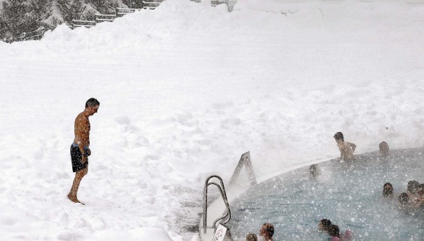 Public swimming pool in Davos Switzerland 
