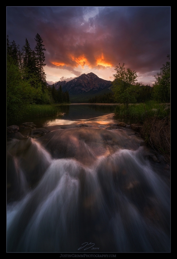 Pyramid Lake in Jasper Canada -  Stoke the Flames by Justin Grimm