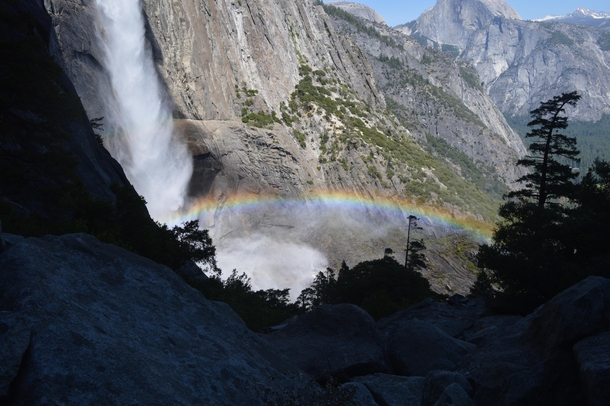 Rainbow in the spray Yosemite Falls 