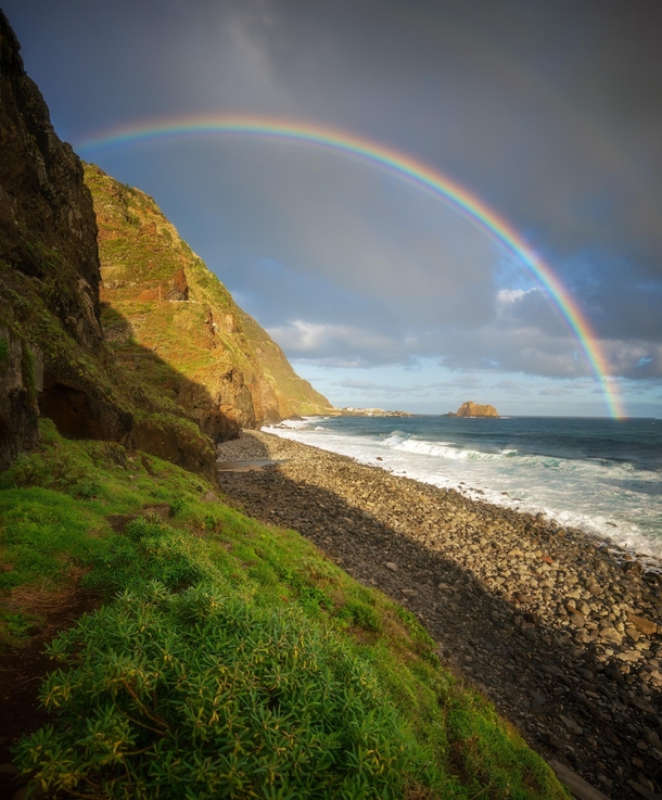 Rainbow over the ocean Madeira Portugal 