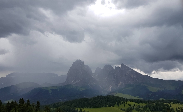 Rainy Day in Dolomites Italy 