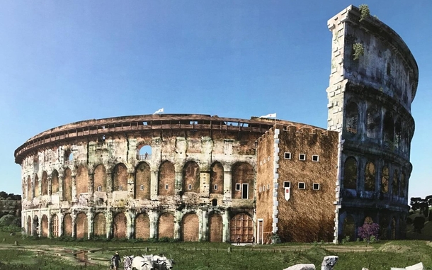 Reconstruction of the Colosseum as the Frangipani family castle th Century Medieval Rome 