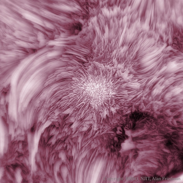 Red light emitted by hydrogen on the chromosphere of the sun 