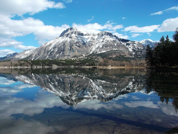 Reflection of Mt Vimy in Waterton Lakes National Park Alberta 