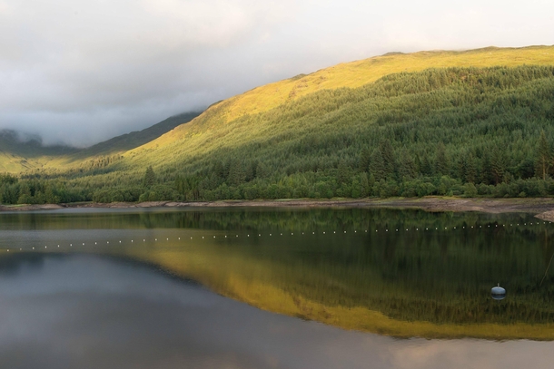 Reflections on Gleann Dubh reservoir Scotland last night 