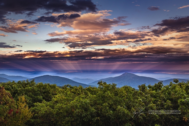 Reverse God Rays in Shenandoah National Park Virginia 