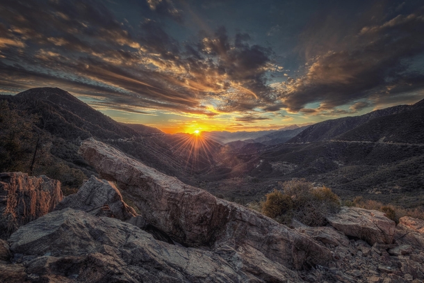 Rocky Valley SunsetSan Gabriel Mountains California  by Mike Hathenbruck