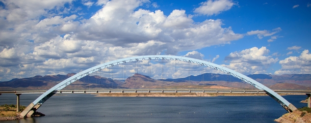 Roosevelt Lake Bridge - Steel through arch bridge over Roosevelt Lake on AZ
