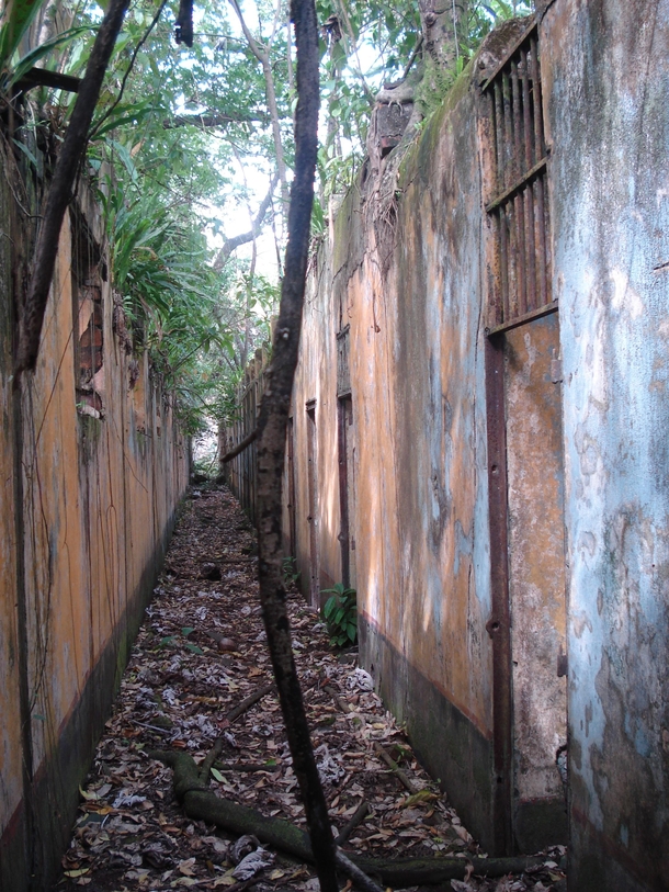 Row of cells Salvations Islands penal colony French Guiana taken in 