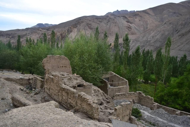 Ruins of an old Buddhist Monastery abandoned due to flash floods The new one was constructed high up on a nearby hill