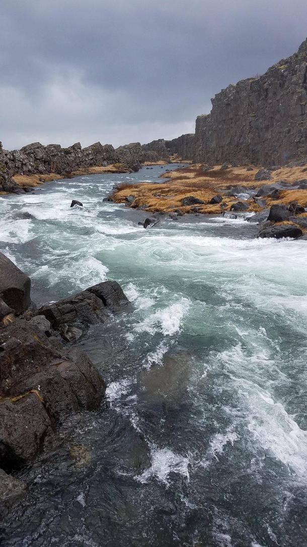 Rushing water and a stormy sky - Iceland x 