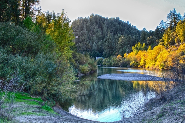 Russian River at Guerneville Sonoma County CA Normally at this time of year from this position I should about knee deep in water WE NEED RAIN
