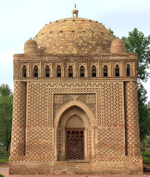 Samanid Mausoleum in Bukhara Uzbekistan was built in the th century It was based on Zoroastrian fire temples from Sassanian Iran It is the oldest surviving monument of Islamic architecture in Central Asia