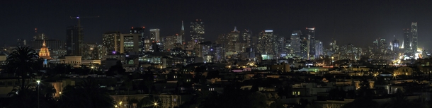 San Francisco at night from the top of Mission Dolores Park 