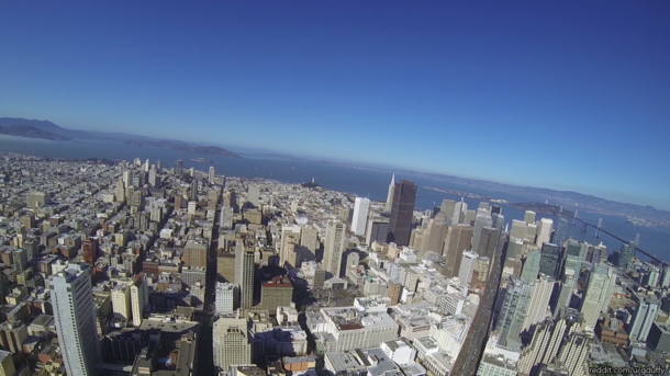 San Francisco downtown helicopter view 