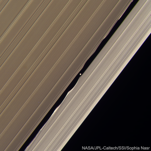 Saturns moon Daphnis making waves in Saturns rings Taken by Cassini Feb   processed by me Res 
