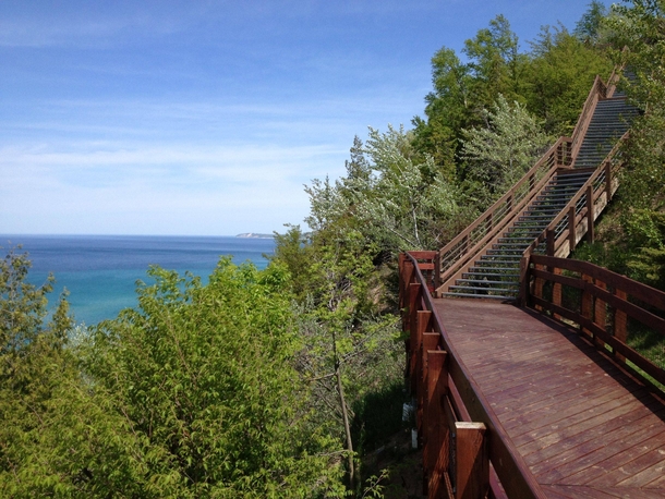 Scenic stop on M- North of Arcadia Bluffs in Michigan 